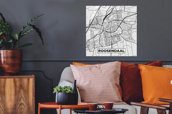 Poster Plan de la ville - Roosendaal - Grijs - Wit - 50x50 cm
