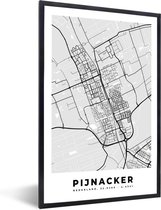 Fotolijst incl. Poster - Stadskaart - Pijnacker - Grijs - Wit - 20x30 cm - Posterlijst - Plattegrond