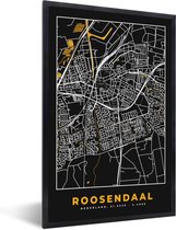 Fotolijst incl. Poster - Stadskaart - Roosendaal - Goud - Zwart - 60x90 cm - Posterlijst - Plattegrond