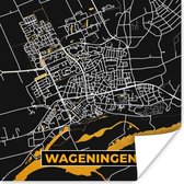 Poster Stadskaart - Wageningen - Goud - Zwart - 50x50 cm - Plattegrond