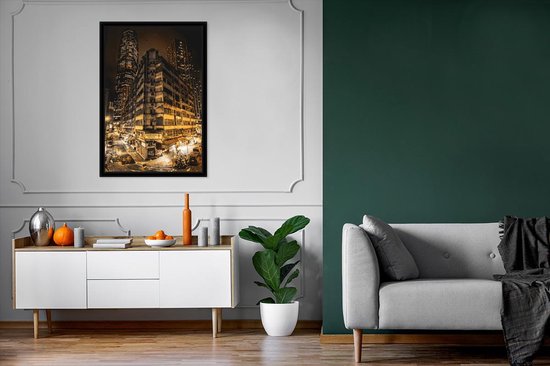 Cadre photo avec affiche - Or - Rues - Villes - 80x120 cm - Cadre pour affiche