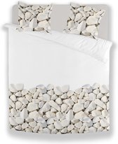 Experience Dekbedovertrek White Stones - 100% Katoen Satijn 1-Persoons - 140x200/220 cm + 1 sloop 60x70 cm