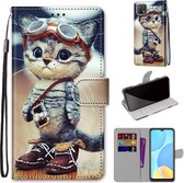 Voor OPPO A15 / A15s Gekleurde Tekening Cross Textuur Horizontale Flip PU Lederen Case met Houder & Kaartsleuven & Portemonnee & Lanyard (Lederen Schoenen Kat)