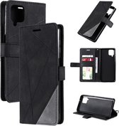 Voor Samsung Galaxy A12 Skin Feel Splicing Horizontale flip lederen tas met houder & kaartsleuven & portemonnee & fotolijst (zwart)