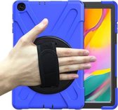 Voor Samsung Galaxy Tab A 10.1 (2019) T515 / T510 Schokbestendig Kleurrijk Siliconen + PC Beschermhoes met Houder & Schouderriem & Handriem (Blauw)