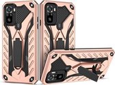 Voor Xiaomi Redmi Note 10 schokbestendige TPU + pc-beschermhoes met houder (roségoud)