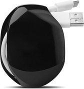 Kleine koptelefoon Oortelefoon Draadopwinder Datakabel Opbergdoos (zwart)