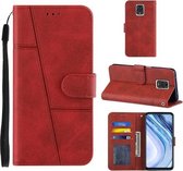 Voor Xiaomi Redmi Note 9 Pro Max Stiksels Kalf Textuur Gesp Horizontale Flip Leren Case met Houder & Kaartsleuven & Portemonnee & Lanyard (Rood)