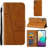 Voor Samsung Galaxy A02 / M02 Stiksels Kalf Textuur Gesp Horizontale Flip Leren Case met Houder & Kaartsleuven & Portemonnee & Lanyard (Geel)