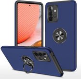 Voor Samsung Galaxy A72 PC + TPU schokbestendige magnetische beschermhoes met onzichtbare ringhouder (blauw)