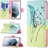 Voor Samsung Galaxy S21 FE Gekleurde Tekening Patroon Horizontale Flip Leren Case met Houder & Kaartsleuven & Portemonnee (Veer)