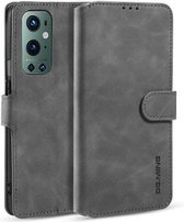 Voor OnePlus 9 Pro DG.MING Retro Oil Side Horizontale Flip Leren Case met Houder & Kaartsleuven & Portemonnee (Grijs)