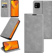 Voor Wiko Y62 Retro-skin Business magnetische zuignap lederen tas met houder & kaartsleuven & portemonnee (grijs)