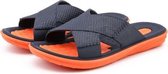 Heren zomerpantoffels Sandalen met zachte zolen Binnen en buiten Strand Casual antislip pantoffels, maat: 43 (blauw + oranje)