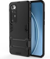 Voor Geschikt voor Xiaomi Mi 10S schokbestendige pc + TPU beschermhoes met verborgen houder (zwart)