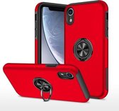 PC + TPU schokbestendige magnetische beschermhoes met onzichtbare ringhouder voor iPhone XR (rood)