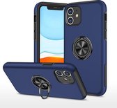 PC + TPU schokbestendige magnetische beschermhoes met onzichtbare ringhouder voor iPhone 11 (blauw)