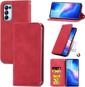 Voor OPPO Reno5 Pro 5G Retro Skin Feel Business Magnetische Horizontale Flip Leren Case met Houder & Kaartsleuven & Portemonnee & Fotolijst (Rood)