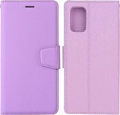 Voor Samsung Galaxy M51 Zijden Textuur Horizontale Flip Leren Case met Houder & Kaartsleuven & Portemonnee & Fotolijst (Paars)