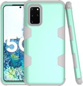 Voor Samsung Galaxy S20 5G contrastkleur siliconen + pc schokbestendig hoesje (mintgroen + grijs)