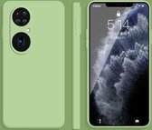 Voor Huawei P50 Pro effen kleur imitatie vloeibare siliconen rechte rand valbestendige volledige dekking beschermhoes (matcha groen)
