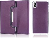 Litchi Texture Horizontale Flip Buckle Afneembare Magnetische PU Leather Case met Kaartsleuven & Portemonnee & Fotolijst Voor iPhone X / XS (Paars)