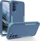 Voor Samsung Galaxy S21 FE TPU + pc schokbestendige beschermhoes (koningsblauw + grijsgroen)