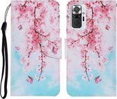 Voor Xiaomi Redmi Note 10 Pro Gekleurde Tekening Patroon Horizontale Flip PU Lederen Case met Houder & Kaartsleuven & Portemonnee & Lanyard (Kersenbloesems)