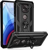 Voor Motorola Moto G Power (2021) Schokbestendige TPU + pc-beschermhoes met 360 graden roterende houder (zwart)