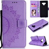 Voor Samsung Galaxy Note9 Totem Bloem Reliëf Horizontale Flip TPU + PU Leren Case met Houder & Kaartsleuven & Portemonnee (Paars)