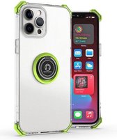 Hyun Shadow Hoogtransparante anti-val TPU beschermhoes met ringbeugel voor iPhone 11 Pro Max (heldergroen)