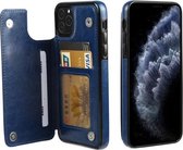 FLOVEME Crazy Horse Texture Horizontale Flip lederen beschermhoes met kaartsleuven en houder voor iPhone 11 Pro Max (blauw)