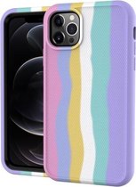Voor iPhone 11 Pro Max Rainbow Silicone + PC Schokbestendig Skid-proof stofbestendig hoesje (Rainbow Pink)