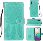 Voor Samsung Galaxy A02 / M02 (internationale versie) Dream Catcher afdrukken horizontale flip lederen tas met houder & kaartsleuven & portemonnee & lanyard (groen)