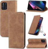 Voor OPPO Find X3 Pro Retro Skin Feel Business Magnetische Horizontale Flip Leren Case Met Houder & Kaartsleuven & Portemonnee & Fotolijst (Bruin)