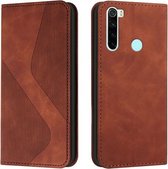 Voor Xiaomi Redmi Note 8 Skin Feel Magnetisch S-type Effen Kleur Horizontale Flip Lederen Case met Houder & Kaartsleuf & Portemonnee (Bruin)
