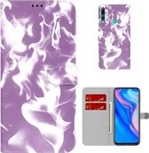 Voor Huawei P smart Z/Y9 Prime 2019 Cloud Fog Patroon Horizontale Flip Leather Case met Houder & Kaartsleuf & Portemonnee (paars)