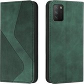 Voor Xiaomi Poco M3 Skin Feel Magnetisch S-type Effen Kleur Horizontale Flip Lederen Case met Houder & Kaartsleuf & Portemonnee (Groen)