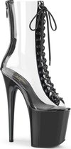 Pleaser Plateau Laarzen -38 Shoes- FLAMINGO-800-34 Paaldans schoenen Transparant/Zwart