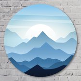 Muurcirkel ⌀ 60 cm - Muurcirkel blauw landschap - Aluminium Dibond - Landschappen - Rond Schilderij - Wandcirkel - Wanddecoratie