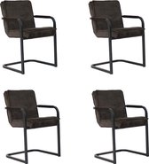 Livin24 Velvet eetkamerstoel Chloe antraciet/bruin - Eetkamerstoelen set van 4