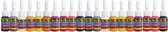 Set van 20 kleuren tattoo inkt, 5 ml per fles, tatoeage inkt