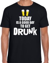 Zwart fun t-shirt good day to get drunk  - heren -  Drank / festival shirt / outfit / kleding S