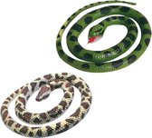 Setje van 2x rubberen nep/namaak slangen van 65 cm - Python en Anaconda