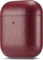 AirPods hoesjes van By Qubix - AirPods 1/2 hoesje Genuine Leather Series - hard case - Wijn rood