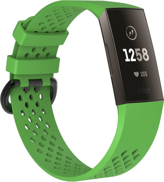 By Qubix Fitbit Charge 3 4 sport bandje large Groen Fitbit charge bandjes bol