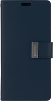 Hoesje geschikt voor Samsung Galaxy S21 Plus - goospery rich diary case - hoesje met pasjeshouder - donker blauw