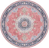 Rond vintage vloerkleed - Lily Medaillon Rood Roze Ø 160cm