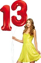 Rode cijfer ballon 13 inclusief helium gevuld.
