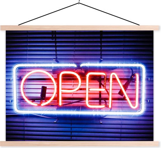 enseigne colorée et lumineuse avec le texte commission scolaire ouverte lattes plates vierges 150x113 cm - Tirage photo sur affiche textielposter (décoration murale salon / chambre)